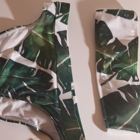 NEW Nasty Gal tropical High Waist Bandeau Bikini - Picture 4 of 4